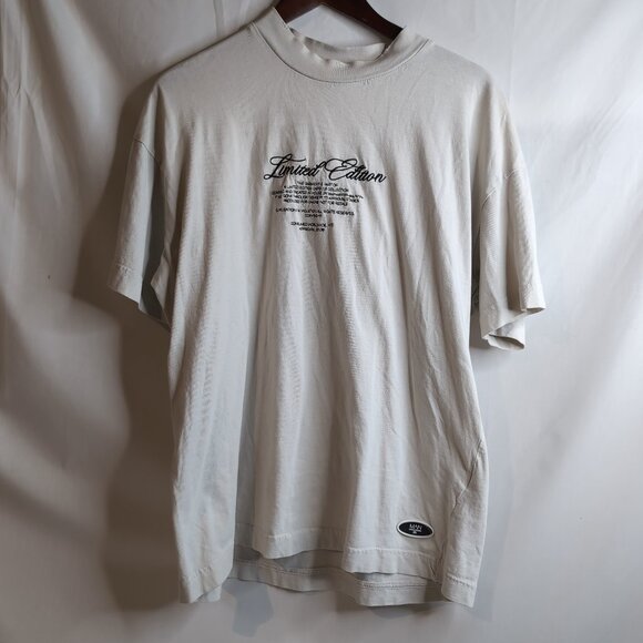 boohooMAN Men's Beige T-Shirt Limited Edition Embroidered/Graphic Print, Size M - Picture 1 of 10